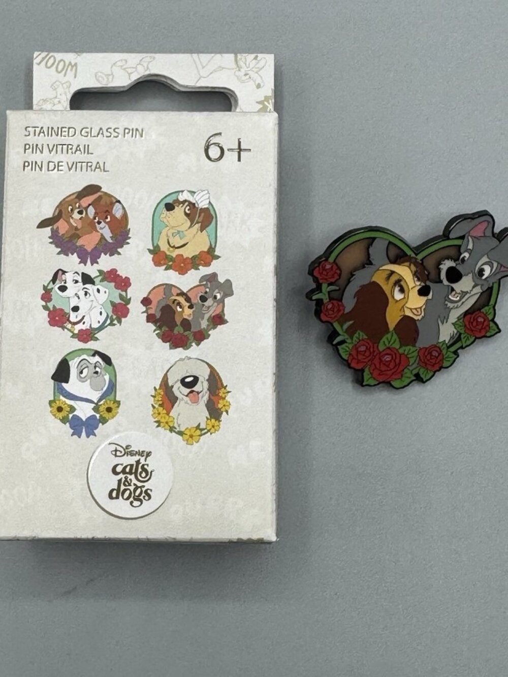 Loungefly Disney Dogs Floral Blind Enamel Pin New Open Box LADY & THE TRAMP